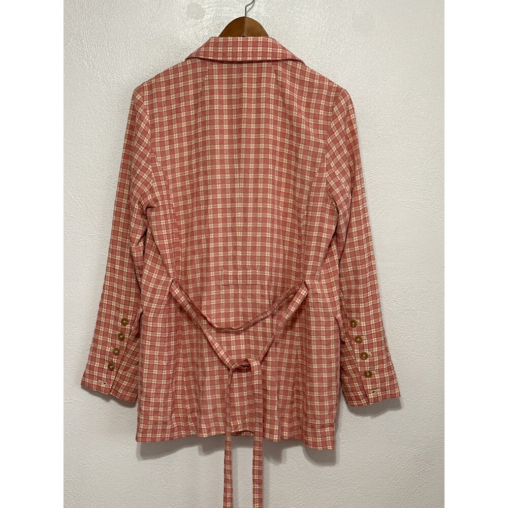 NWT Free People Coquette Soft Girl Casual Preppy Gingham Blazer S Pink/Rose - Picture 6 of 16